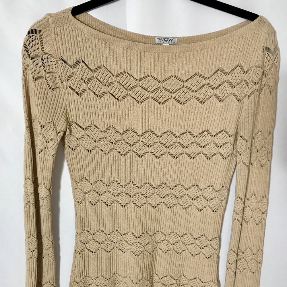 WOW tan fitted Couture sweater